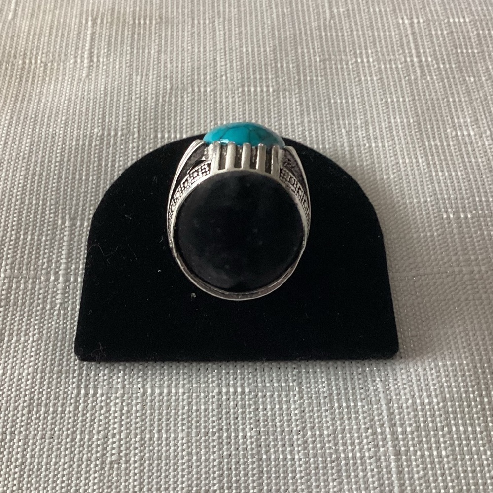 Turquoise Color Silver Tone Ring - Picture 3 of 4